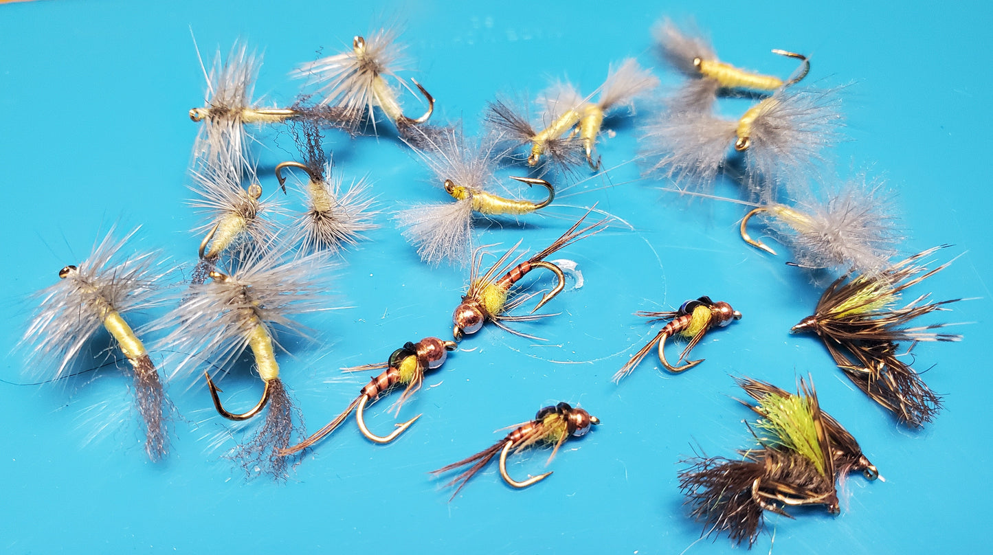 Sulfur Life Cycle Fly Selection, Sulfur Dry Fly, Sulfur Nymph, Sulfur Emerger 16 Flies