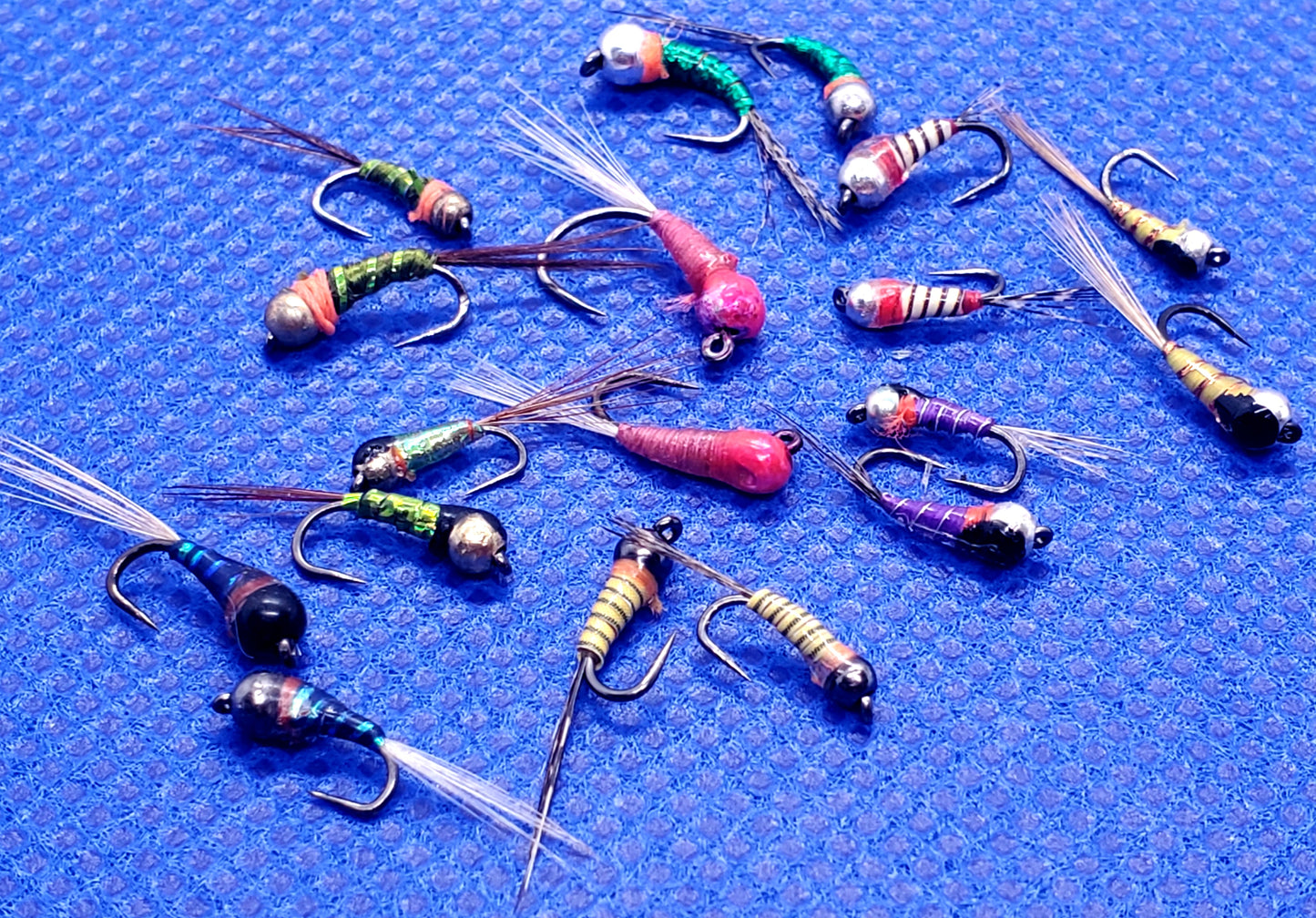 18 Perdigon Nymph Selection, 18 Tungsten Bead Head Perdigon Nymphs