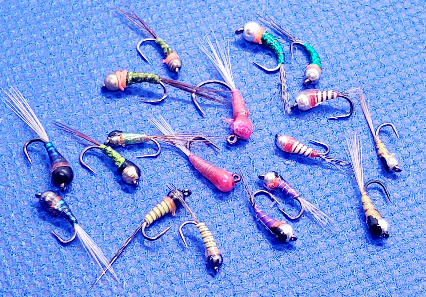 18 Perdigon Nymph Selection, 18 Tungsten Bead Head Perdigon Nymphs