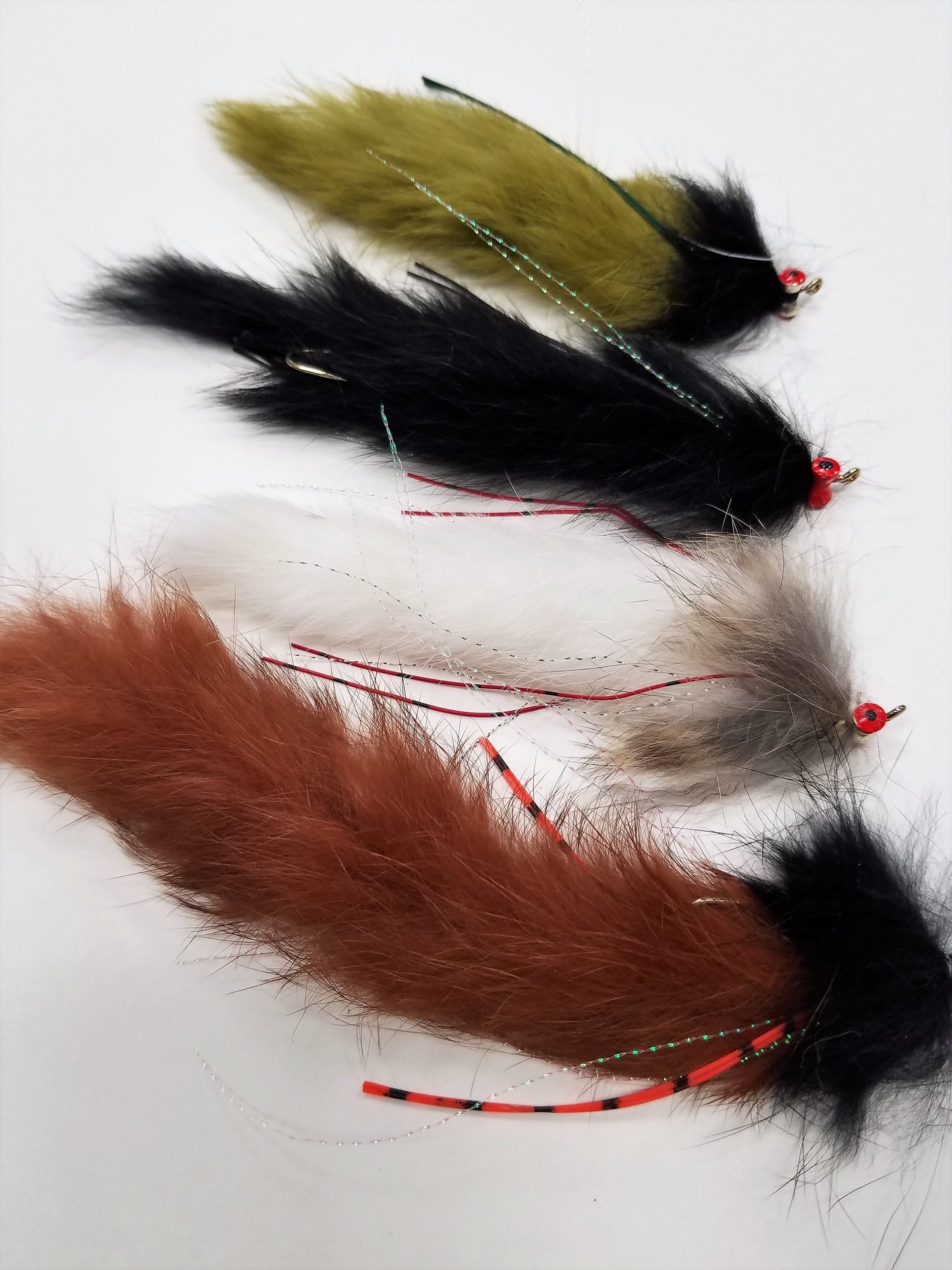 Upper Delaware Chew Toy Selection - 4 Streamer Flies, String Leeches, - 5" - 6" total length