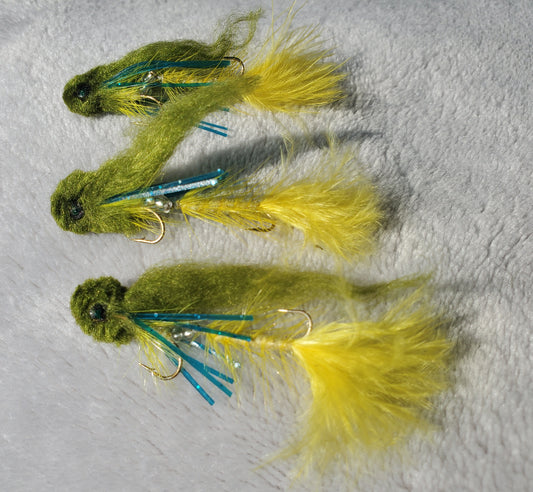 Mini Articulated Streamer, Mini Articulated Baitfish, Olive / Yellow