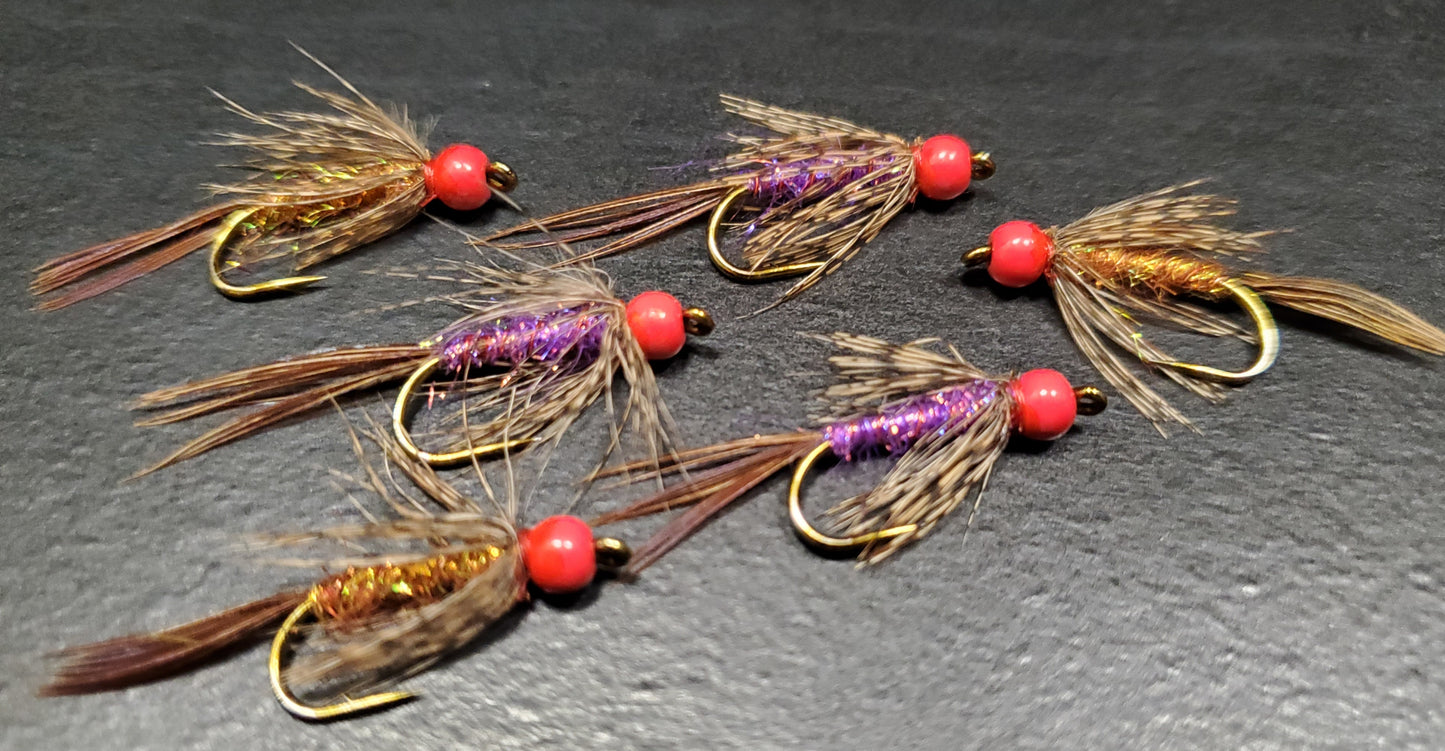 Ken's Red Head Strymph SELECTION, Bead Head Nymph SELECTION, 6 BH Nymphs, BH Wet Fly, Wet Fly