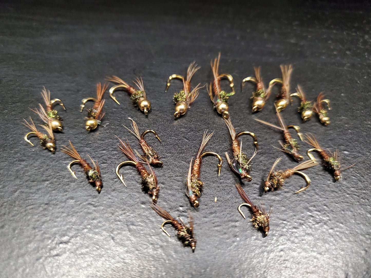 20 Pheasant Tail Selection, 10 Bead Heads, 10 Non Bead Pheasant Tail