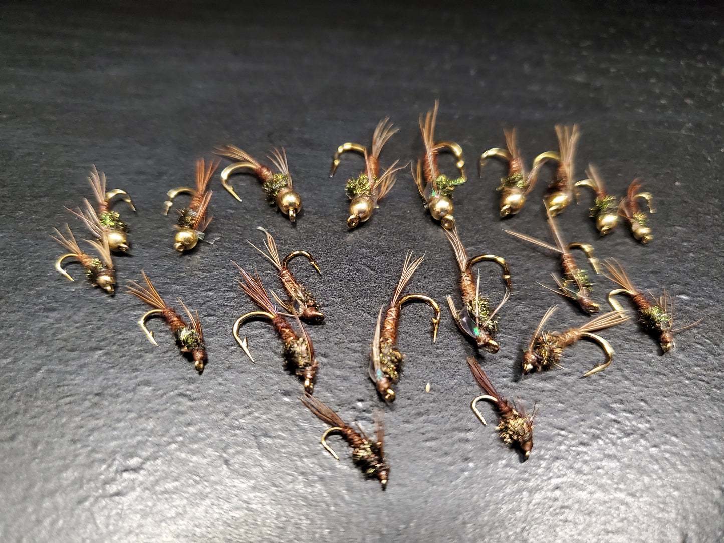 20 Pheasant Tail Selection, 10 Bead Heads, 10 Non Bead Pheasant Tail