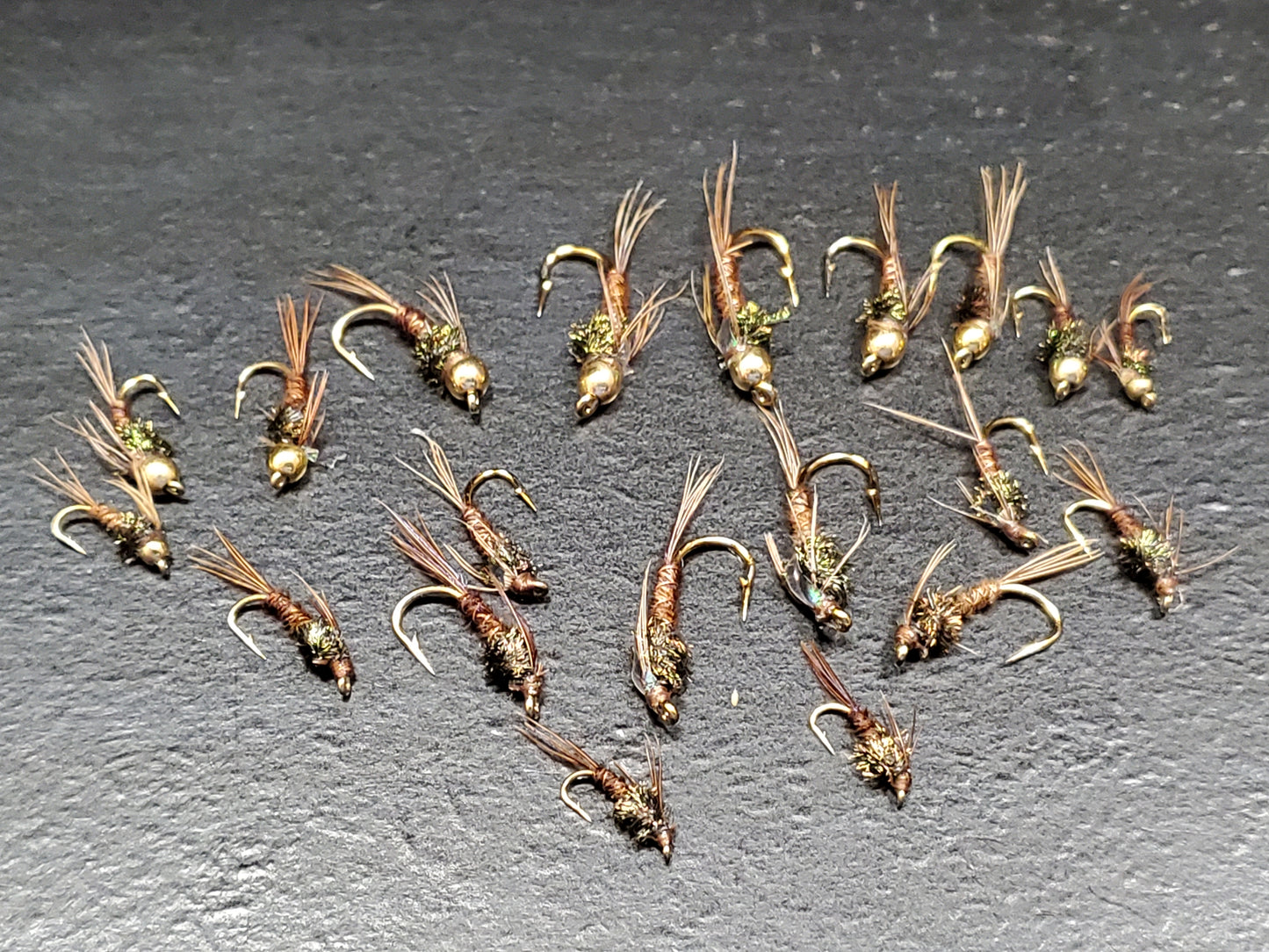 20 Pheasant Tail Selection, 10 Bead Heads, 10 Non Bead Pheasant Tail