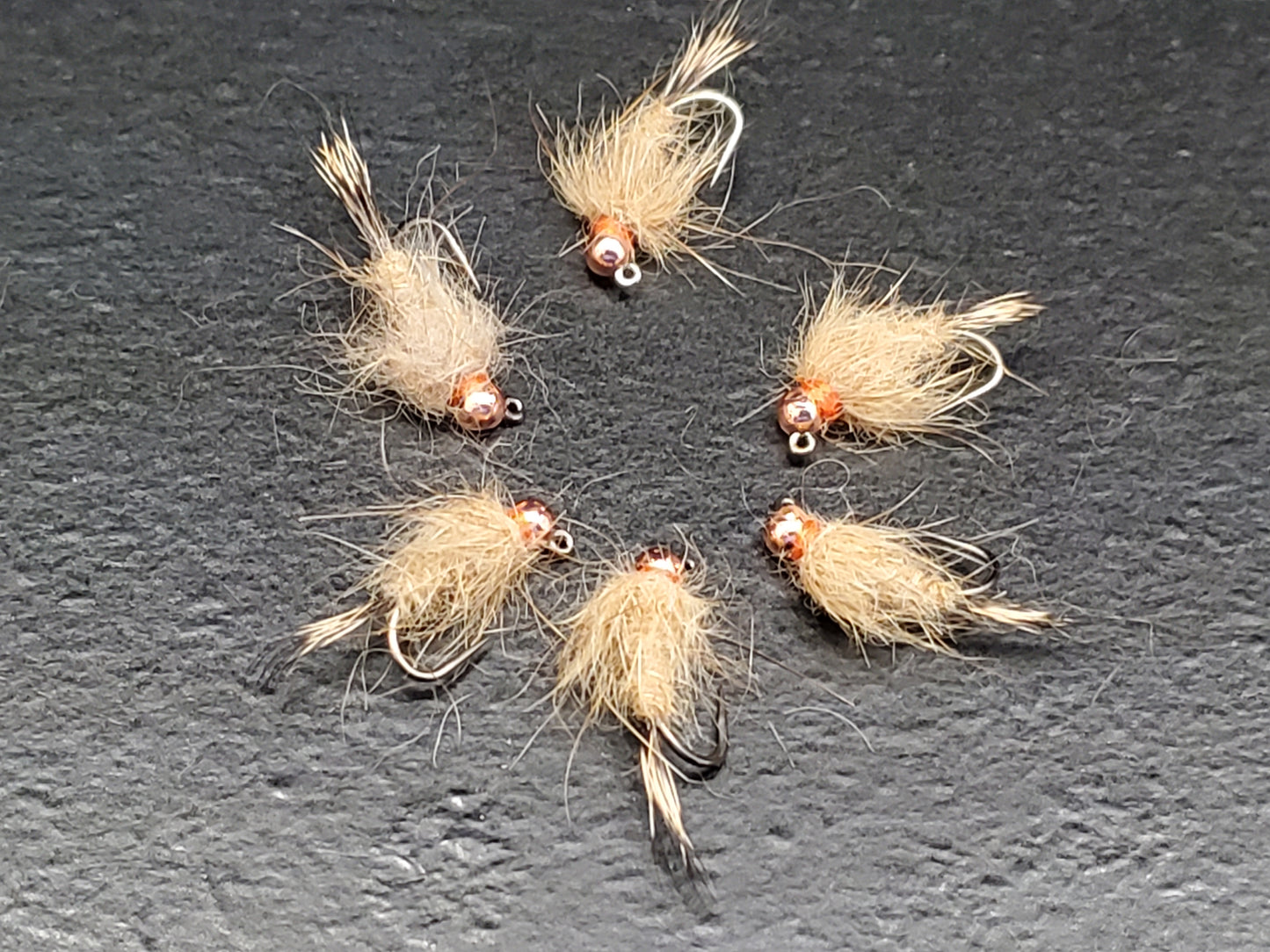 Tungsten Bead Head TAN Hare's Ear Jig Fly, Bead Head TAN Hares Ear