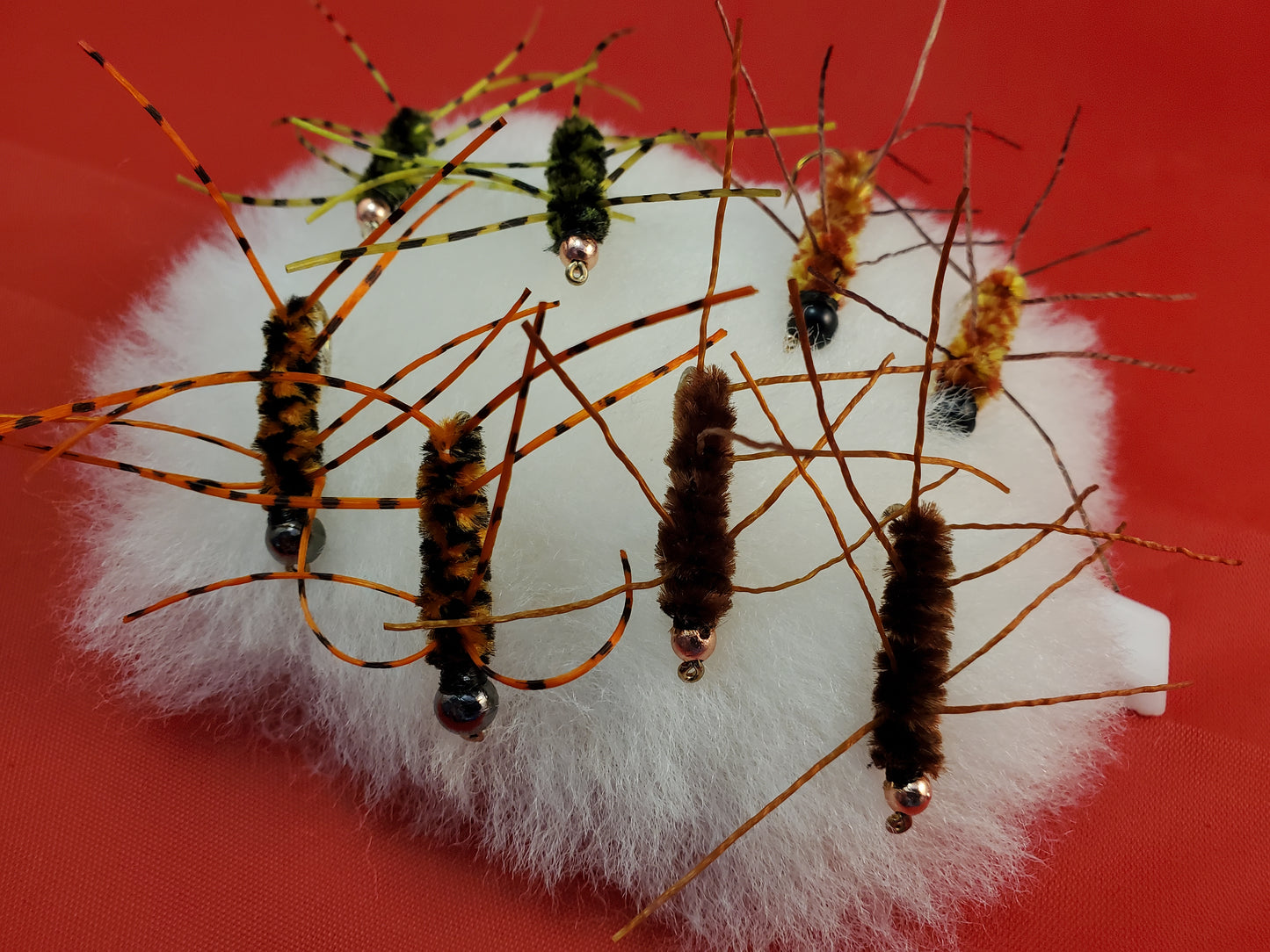 Tungsten Bead Head Rubber Legs Nymph SELECTION, 8 Pat's Rubber Legs, BH Girdle Bug