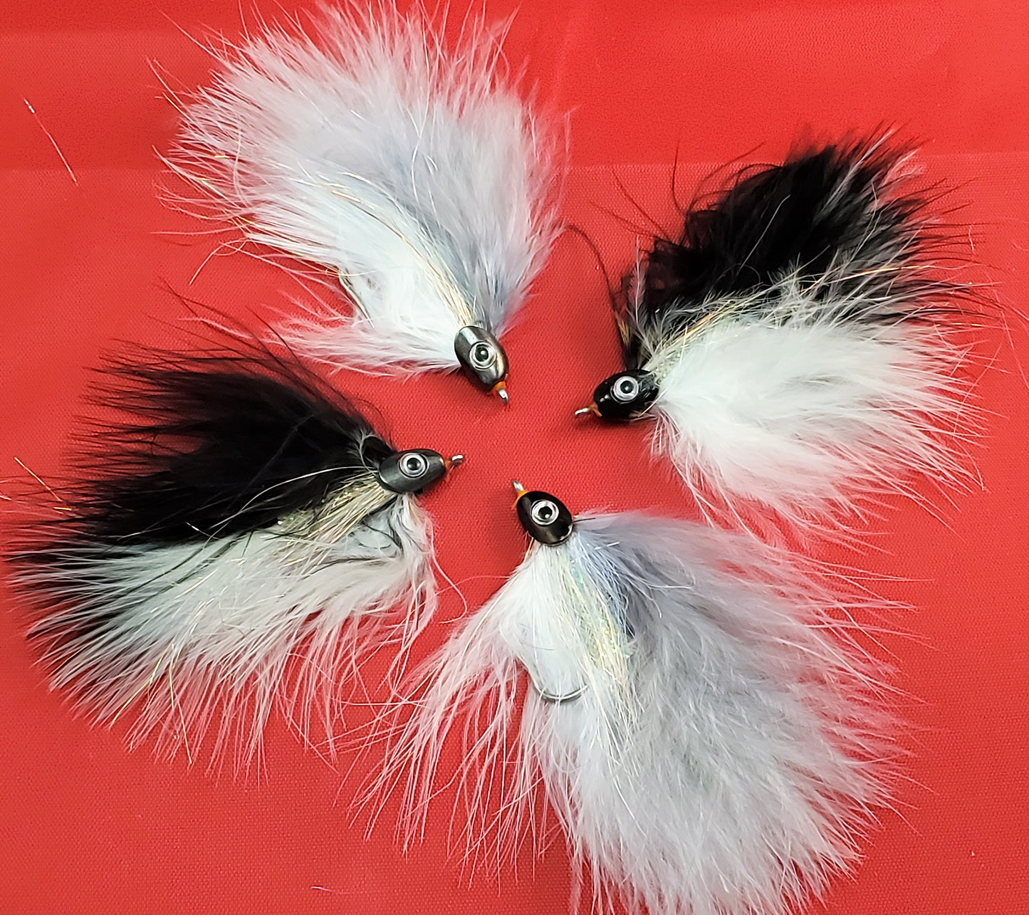 4 Marabou Diver Streamer Fly SELECTION, Salt Water Marabou Baitfish, White Bait, Salt Water Streamer Fly