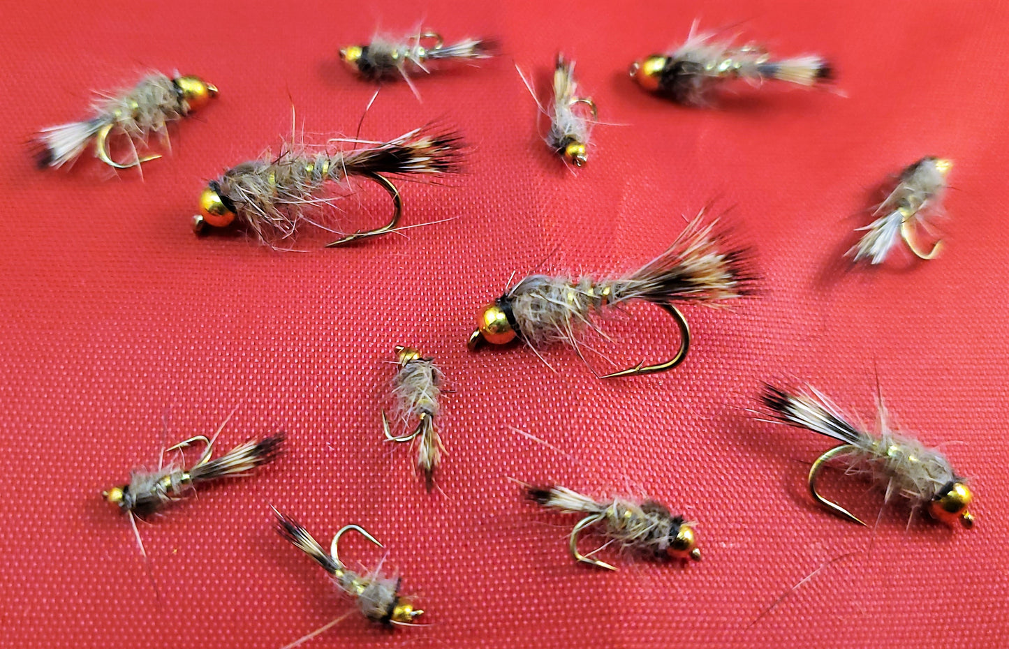 Bead Head Hare's Ear Nymph Selection, 12 Bead Head Hare's Ear Nymphs, Mixed Size Hare's Ear Nymph