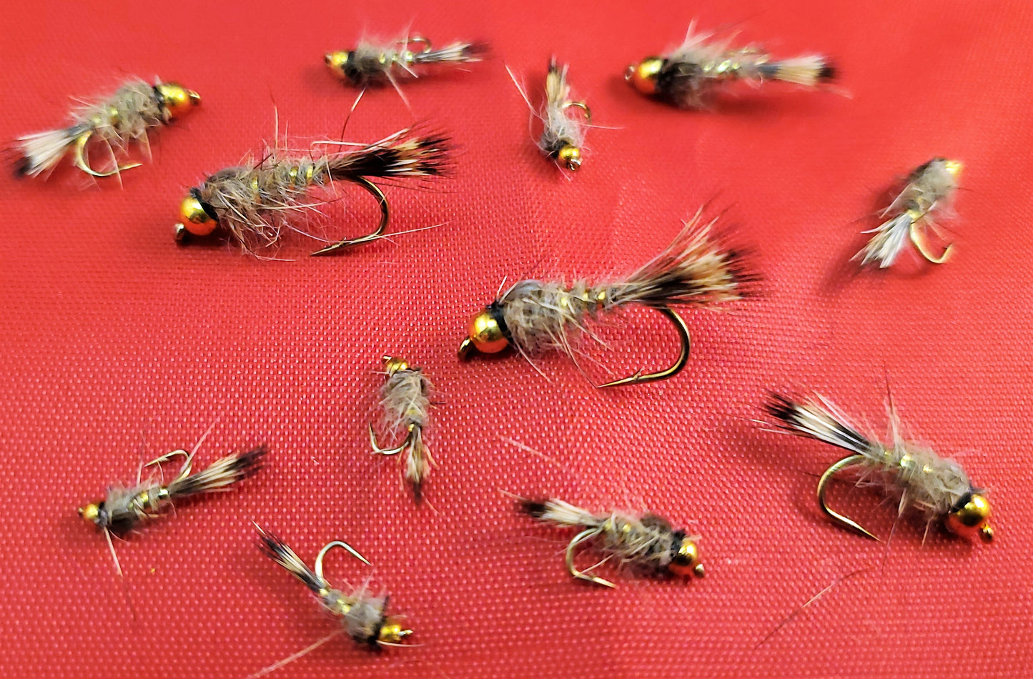Bead Head Hare's Ear Nymph Selection, 12 Bead Head Hare's Ear Nymphs, Mixed Size Hare's Ear Nymph