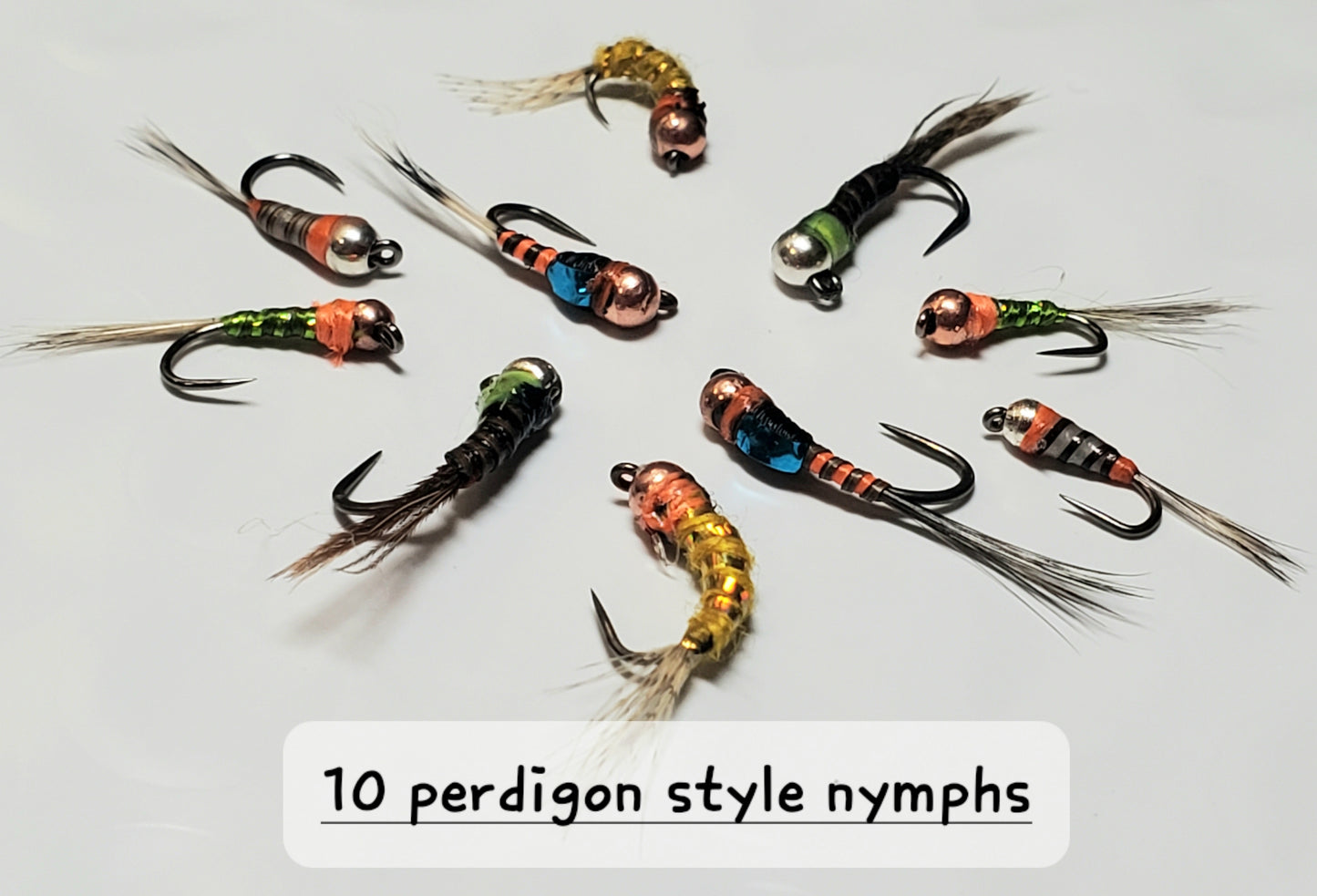 Tungsten Perdigon Nymph Selection, 10 Perdigon Nymphs