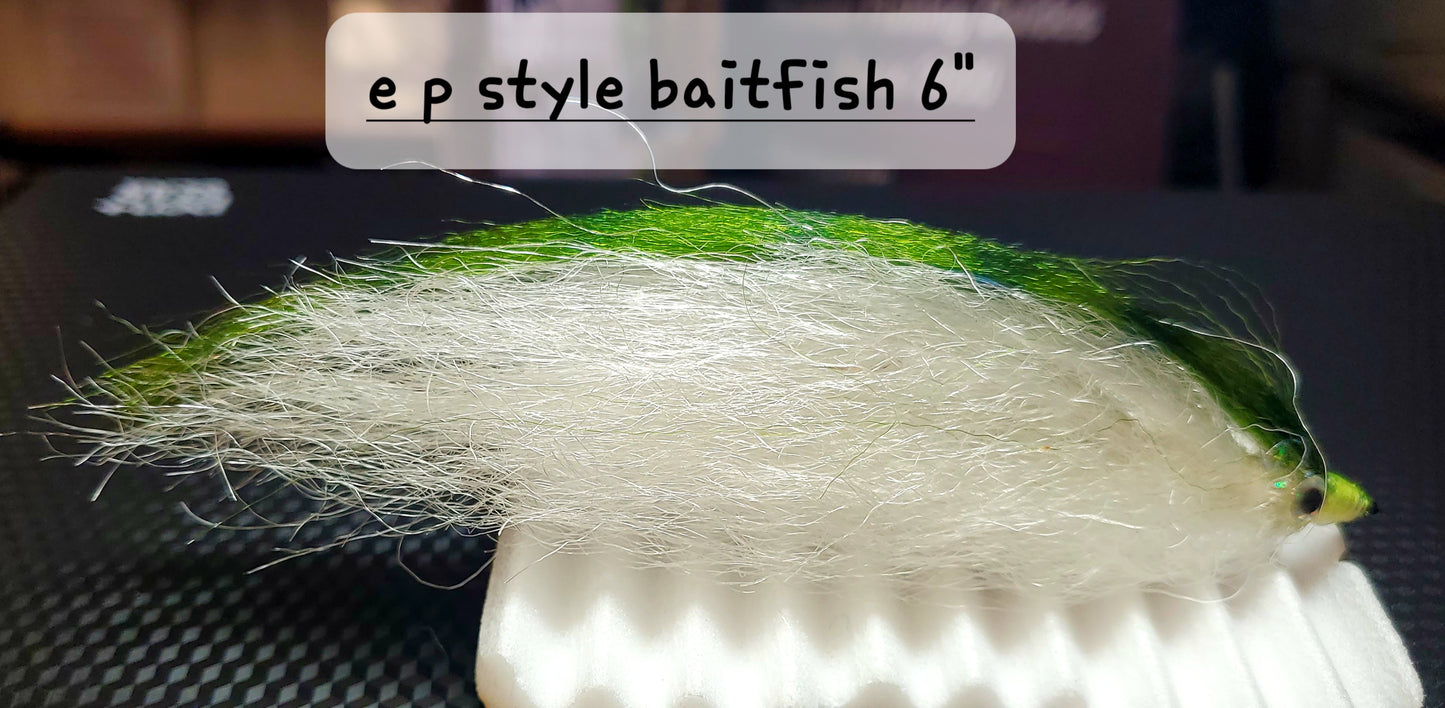 6 " Baitfish Fly, E P Baitfish, Predator Fly, Striper Fly, Pilchard Fly,  Big Game Fly