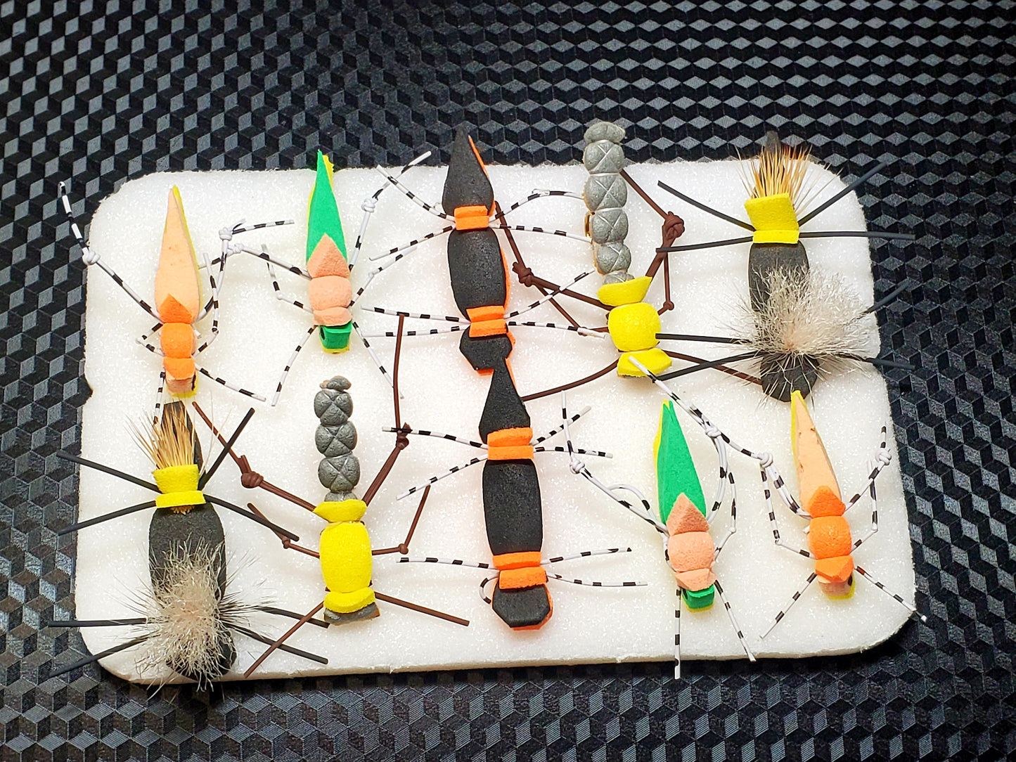 Foam Hopper Selection 10 Flies, 10 Hopper Flies, Grass hopper fly, Hopper / Terrestrial selection