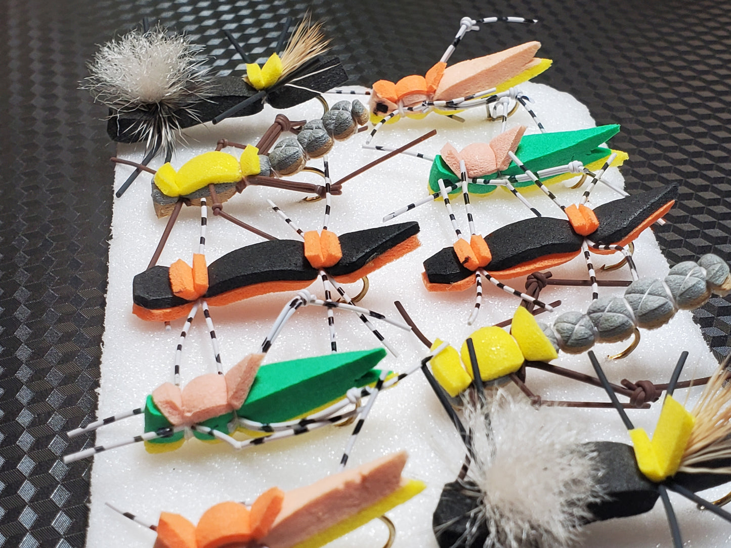 Foam Hopper Selection 10 Flies, 10 Hopper Flies, Grass hopper fly, Hopper / Terrestrial selection