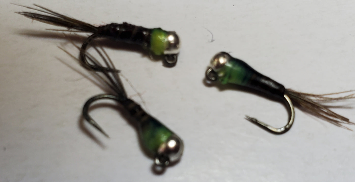 Perdigon Nymph, Tungsten Perdigon Nymph, Perdigon Nymph Green Hot Spot