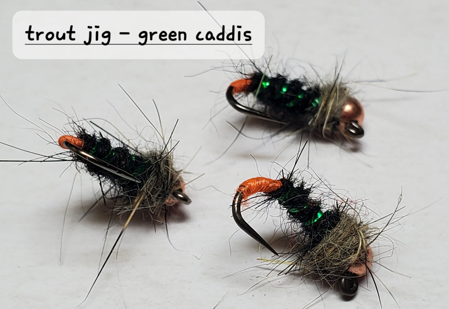 Trout Jig -Green Caddis, Tungsten Bead Head Trout Jig, Trout Jig Nymph, Bead Head Nymph,