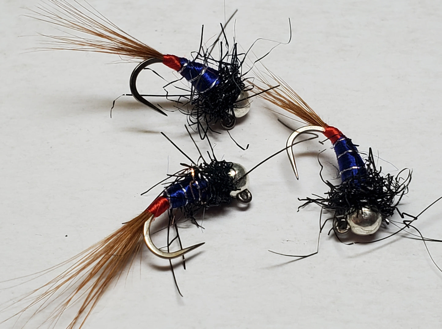 Trout Jig, Tungsten Bead Head Trout Jig, Trout Jig Nymph, Bead Head Nymph, Trout Jig Black and Blue Red Tag