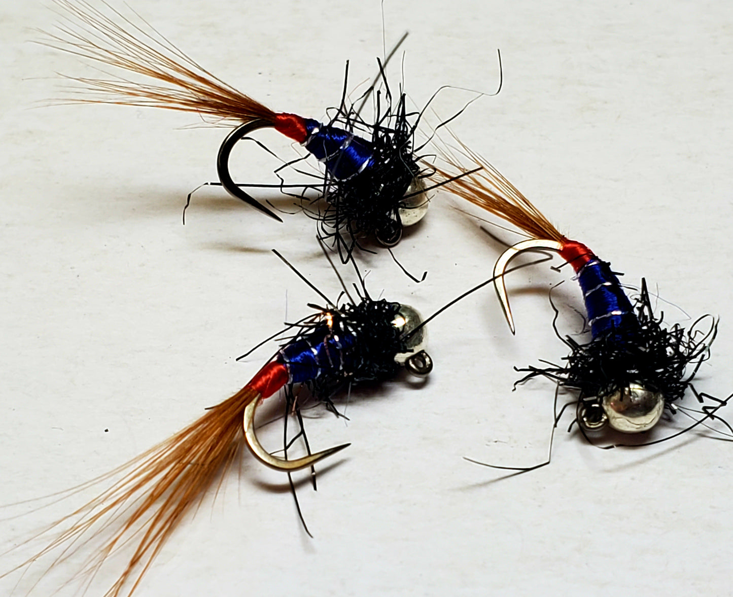 Trout Jig, Tungsten Bead Head Trout Jig, Trout Jig Nymph, Bead Head Nymph, Trout Jig Black and Blue Red Tag