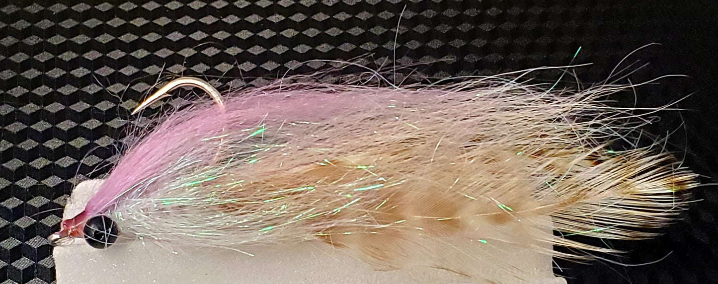 Half and Half Clouser Minnow, Pink and Grizzly Minnow, Clouser