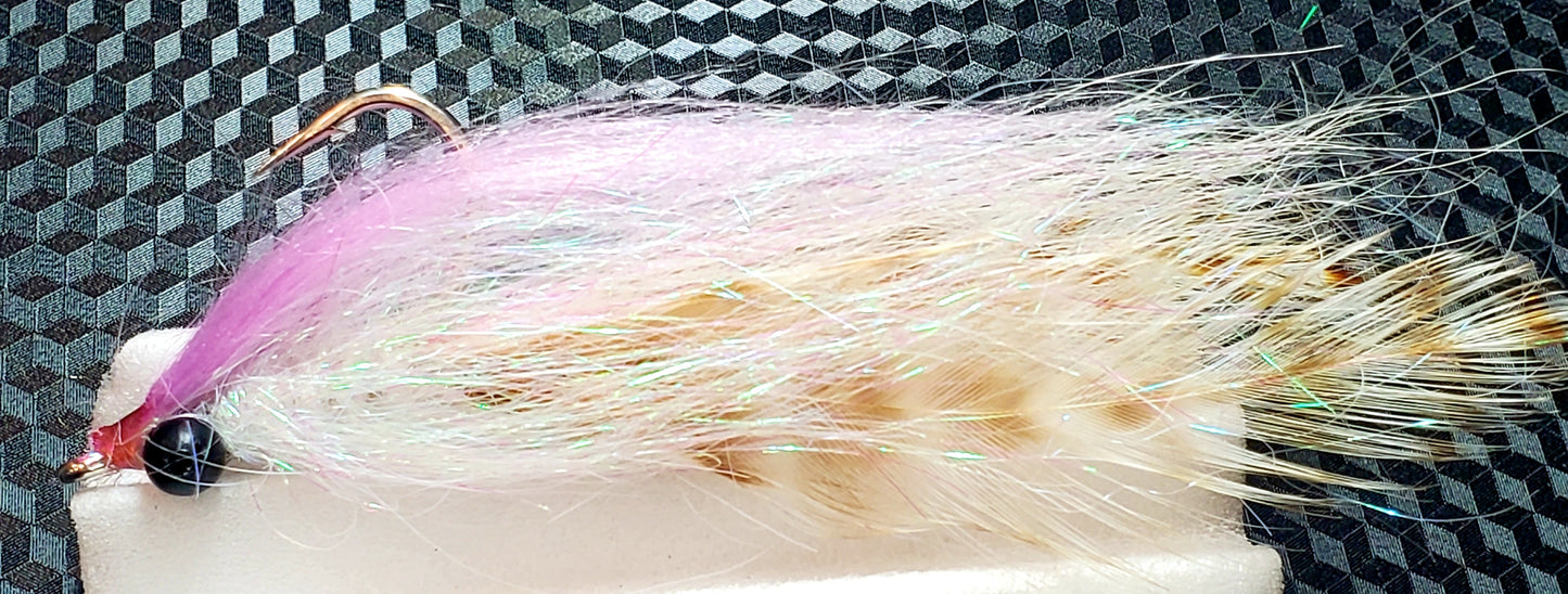 Half and Half Clouser Minnow, Pink and Grizzly Minnow, Clouser