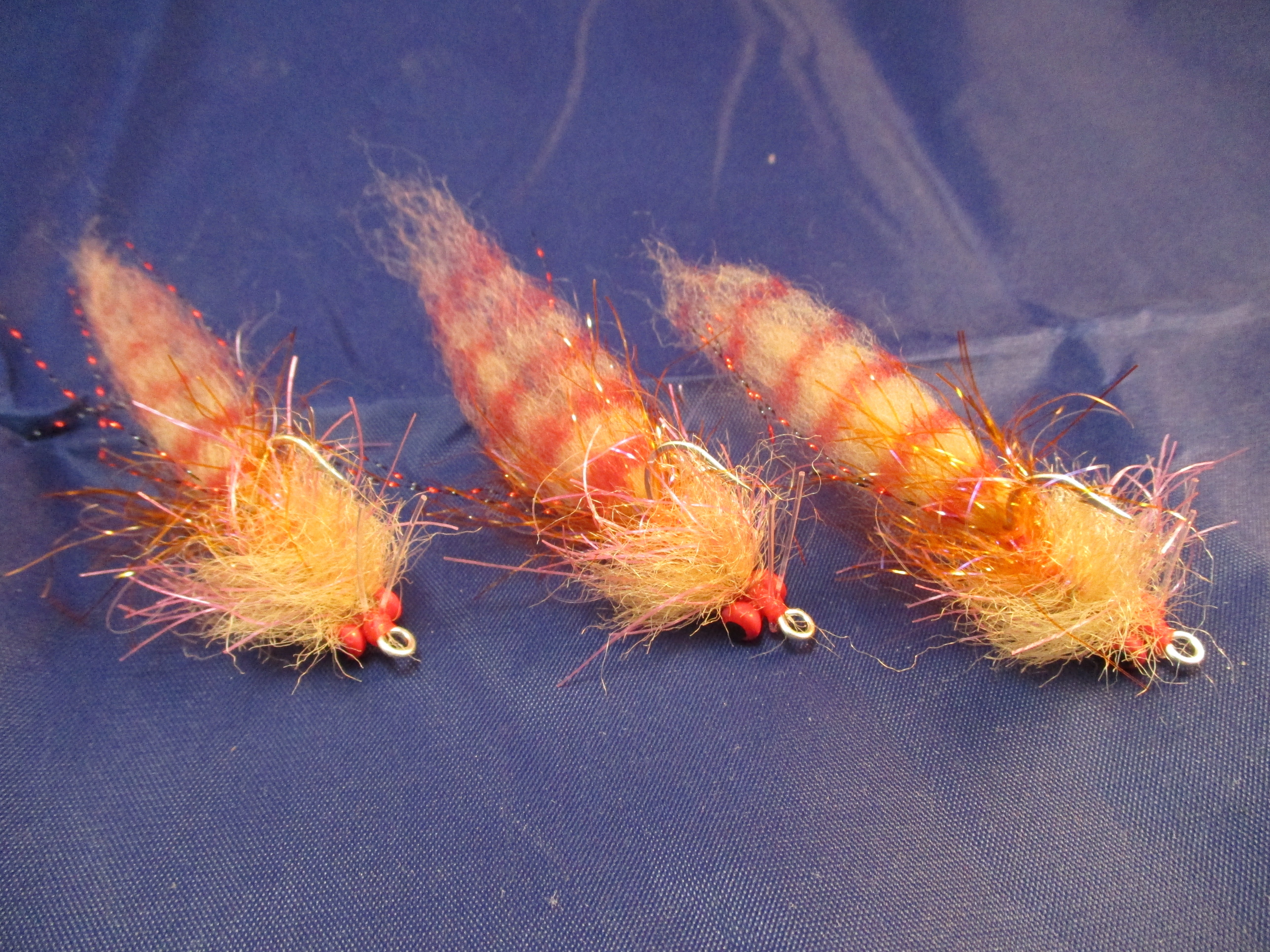 3 Flies – Redfish Crack Tan & Olive Shrimp pattern Fly – Mustad