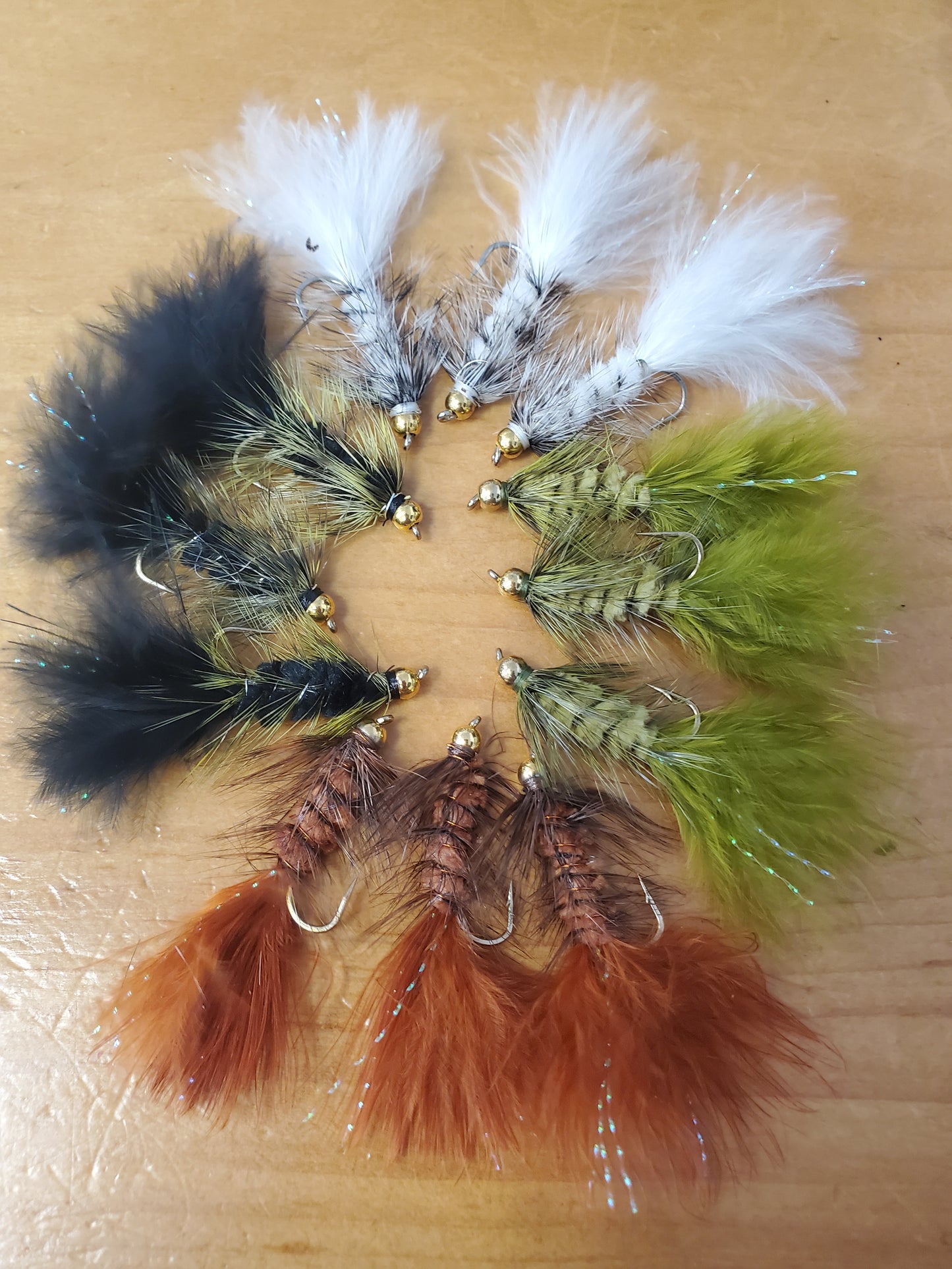 thumbnail image 2 of DK Custom Flies Bead Head Hot Spot Wooly Bugger – Brown, Sz 8, 10, 12 (3-Pack) – Fly Fishing 2 of 4