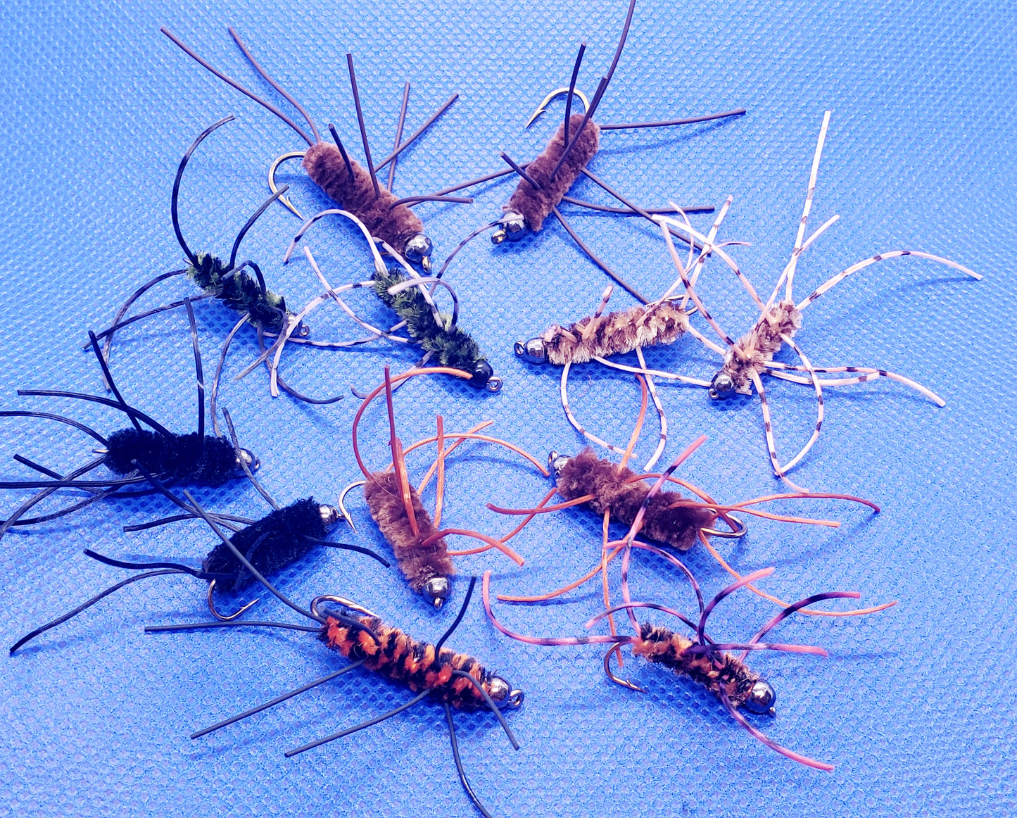 12 Tungsten Bead Head Rubber Legs Nymph SELECTION, 12 Pat's Rubber Legs, BH Girdle Bug