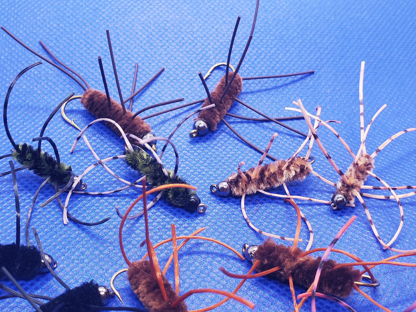 12 Tungsten Bead Head Rubber Legs Nymph SELECTION, 12 Pat's Rubber Legs, BH Girdle Bug