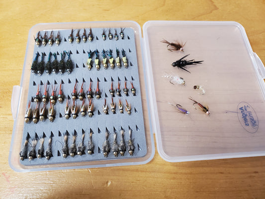 66 Bead Head Nymph Trout Flies in fly Box, Trout Fly Assortment, Nymph Selection