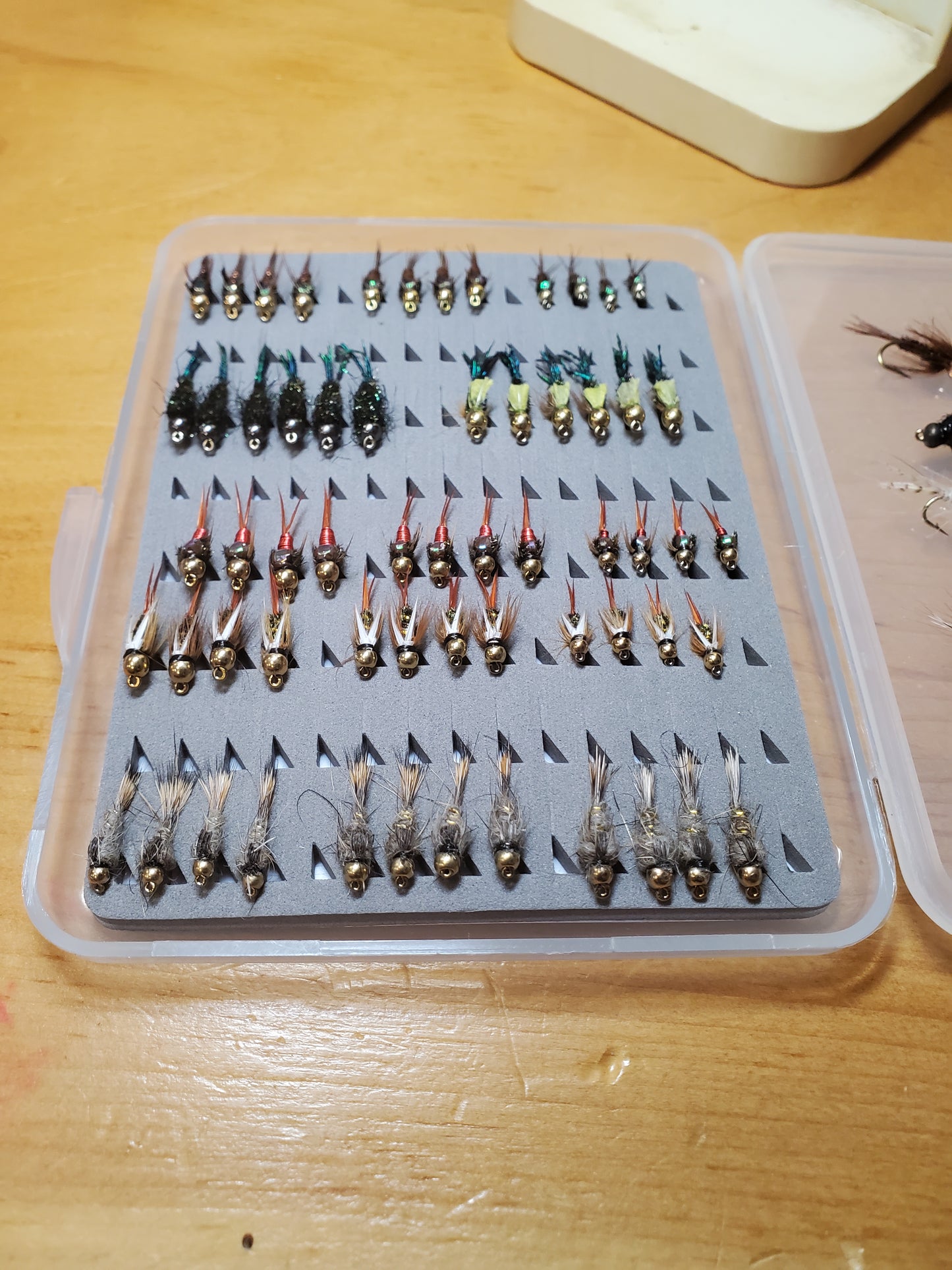 66 Bead Head Nymph Trout Flies in fly Box, Trout Fly Assortment, Nymph Selection