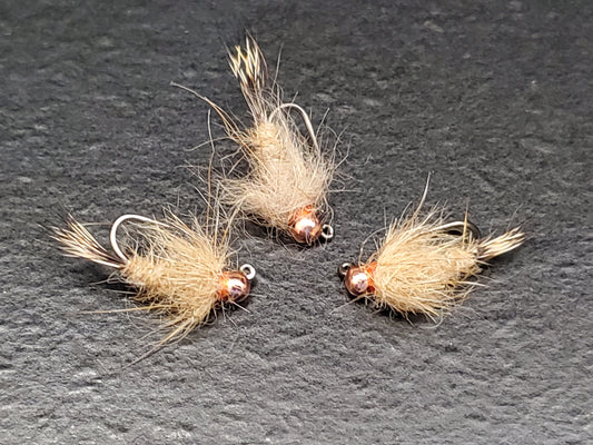 Tungsten Bead Head TAN Hare's Ear Jig Fly, Bead Head TAN Hares Ear