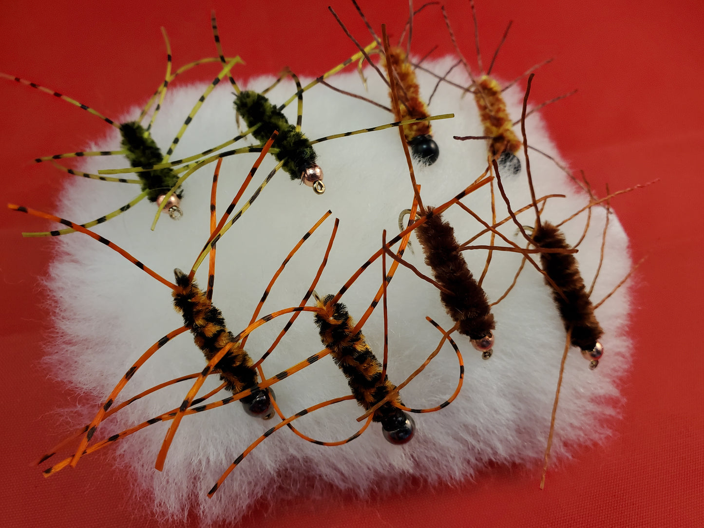 Tungsten Bead Head Rubber Legs Nymph SELECTION, 8 Pat's Rubber Legs, BH Girdle Bug