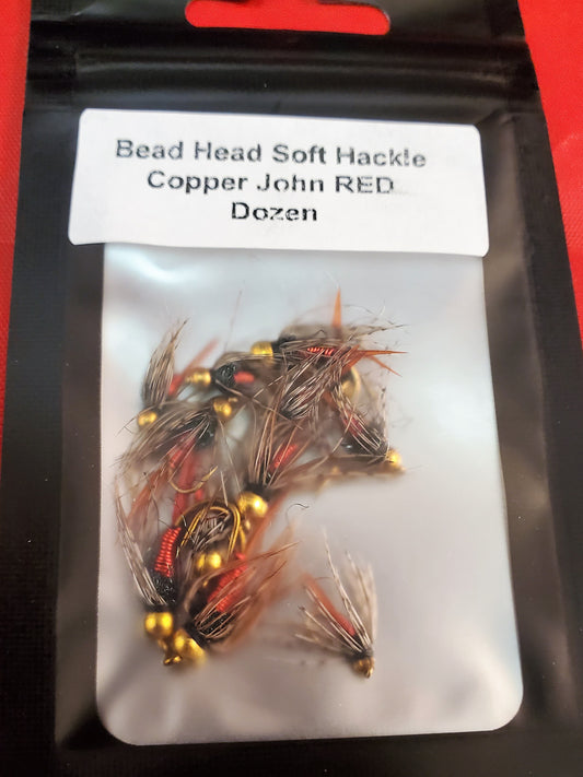 12 Copper John Soft Hackle Selection, Red Copper Soft Hackle John Selection, Mixed Dozen Copper John