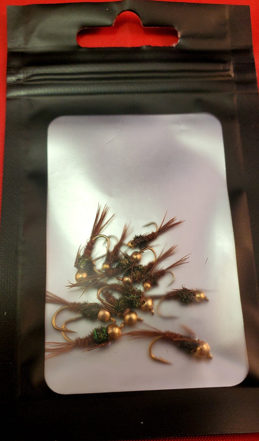 12 Bead Head Pheasant Tail Selection, Bead Head Pheasant Tail- MIXED DOZEN
