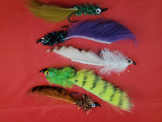 Salt Water Zonker Selection, Sparkle Zonker Selection, Zonker Fly Selection