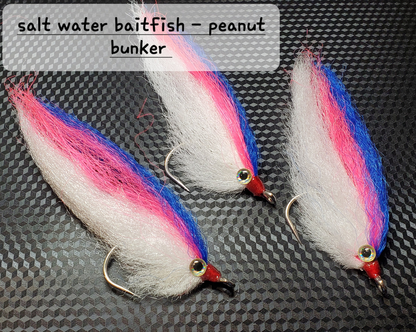 3 Peanut Bunker Fishing Fly SELECTION- Peanut Bunker, Striped Bass Fly, Striper Fly, Bunker Fly