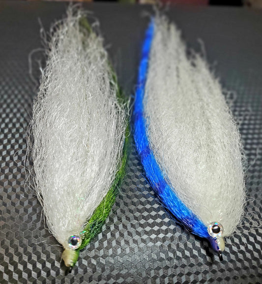 TWO- 6 " Baitfish Flies, E P Baitfish, Predator Fly, Striper Fly, Pilchard Fly, Big Game Fly