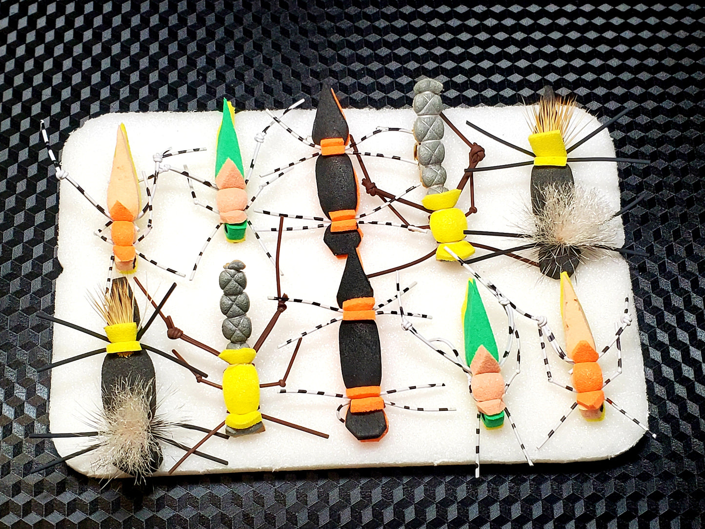 Foam Hopper Selection 10 Flies, 10 Hopper Flies, Grass hopper fly, Hopper / Terrestrial selection