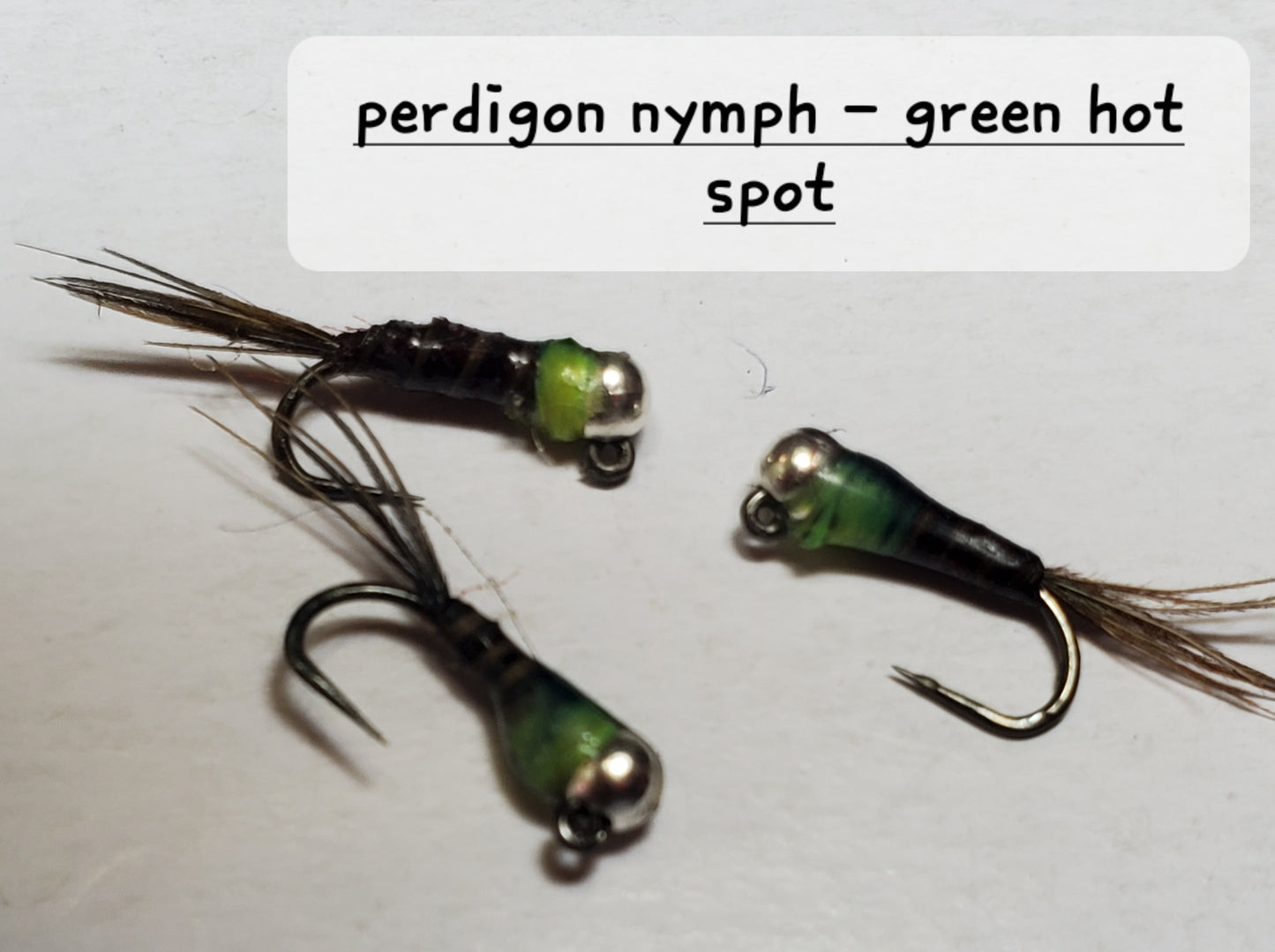Perdigon Nymph, Tungsten Perdigon Nymph, Perdigon Nymph Green Hot Spot