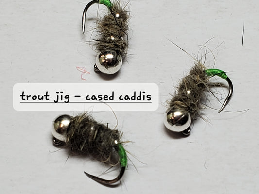 Trout Jig Cased Caddis, Tungsten Bead Head Trout Jig, Trout Jig Nymph, Bead Head Nymph,