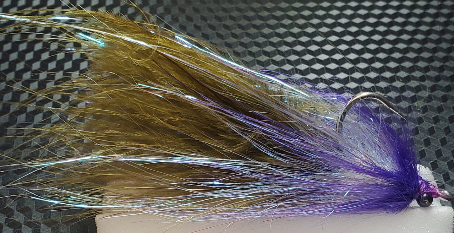 Soft Hackle Streamer,  Salt Water Streamer, Garthside's Soft Hackle Streamer, Olive and Purple