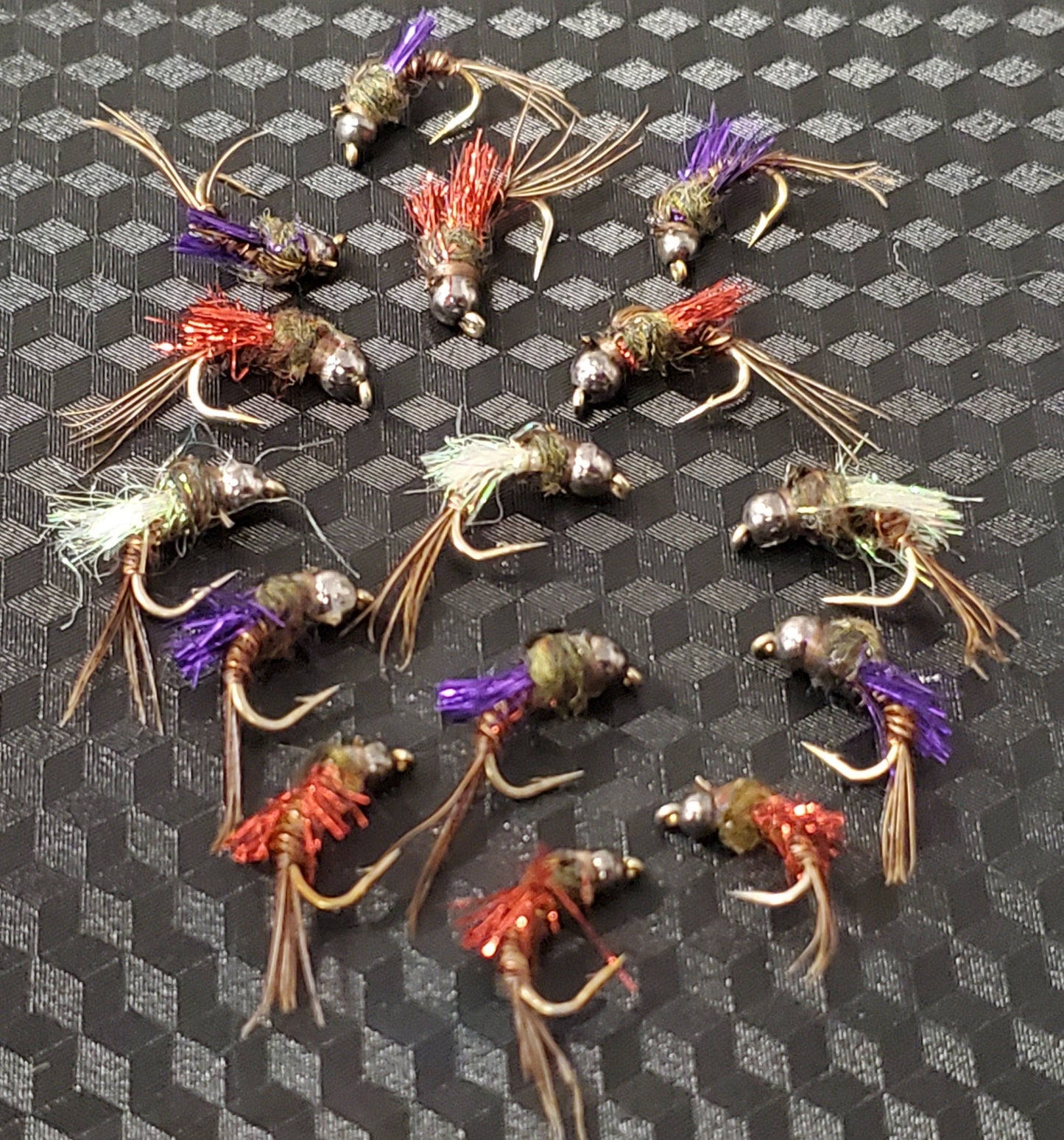 Tungsten Bead Head Lightning Bug Nymphs, Bead Head Pheasant Tail Sparkle Nymphs