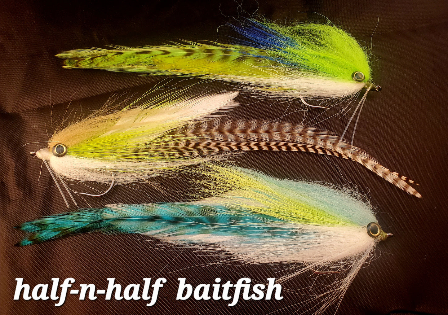 6 Predator Fly Selection, Salt Water Baitfish, Half and Half Predator Fly, Salt Water Streamer