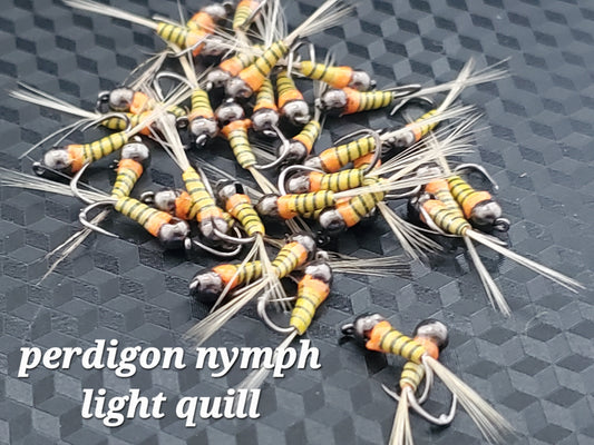 Tungsten Bead Perdigon Nymph, Tungsten Perdigon Nymph, Perdigon Nymph Light Quill