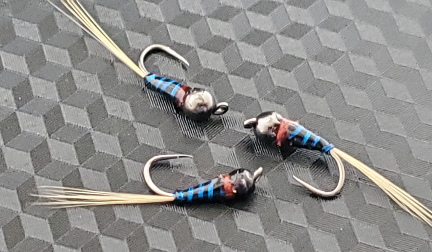 Tungsten Bead Perdigon Nymph, Tungsten Perdigon Nymph, Perdigon Nymph Black and Blue