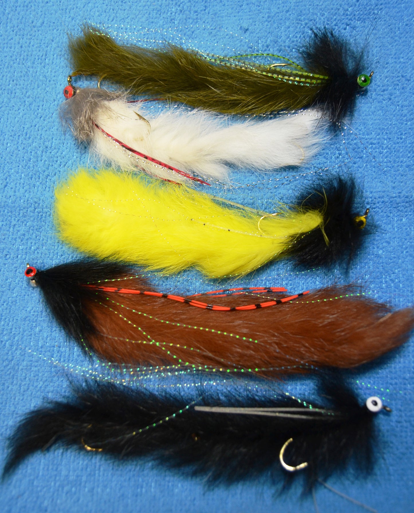 Upper Delaware Chew Toy Selection - 4 Streamer Flies, String Leeches,  - 5" -  6" total length